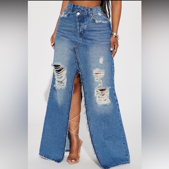 Denim Maxi Skirt - Picture 3 of 7